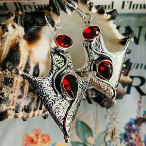 Vamp/Elven Style Sterling Silver Dangle Earrings